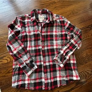 St. John's Bay Red and Black Plaid Button down Shirt